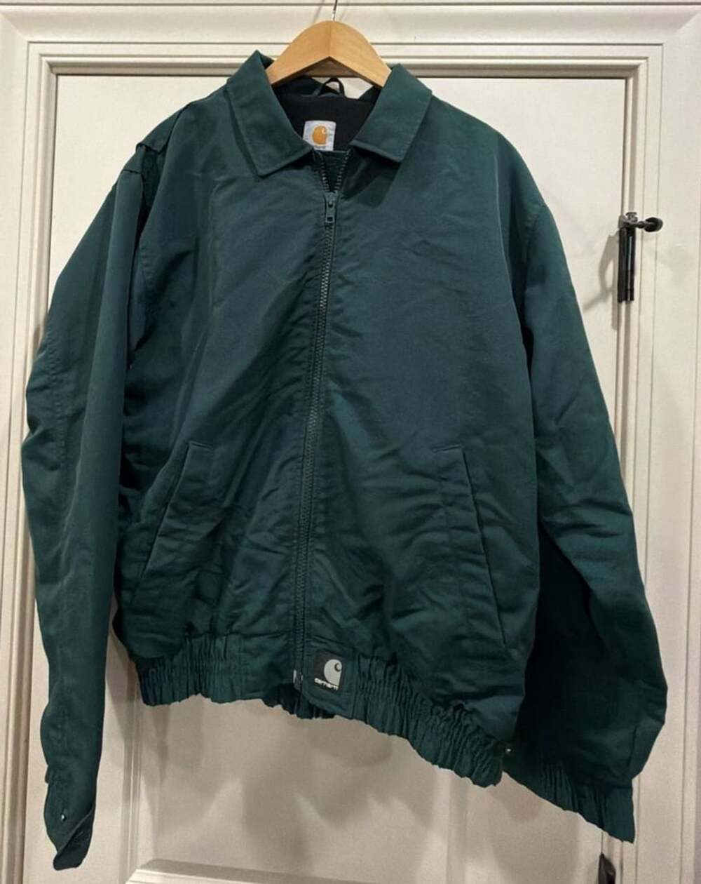 Carhartt Jacket J72 Regular M Green Nylon Fleece Lined Full Zip